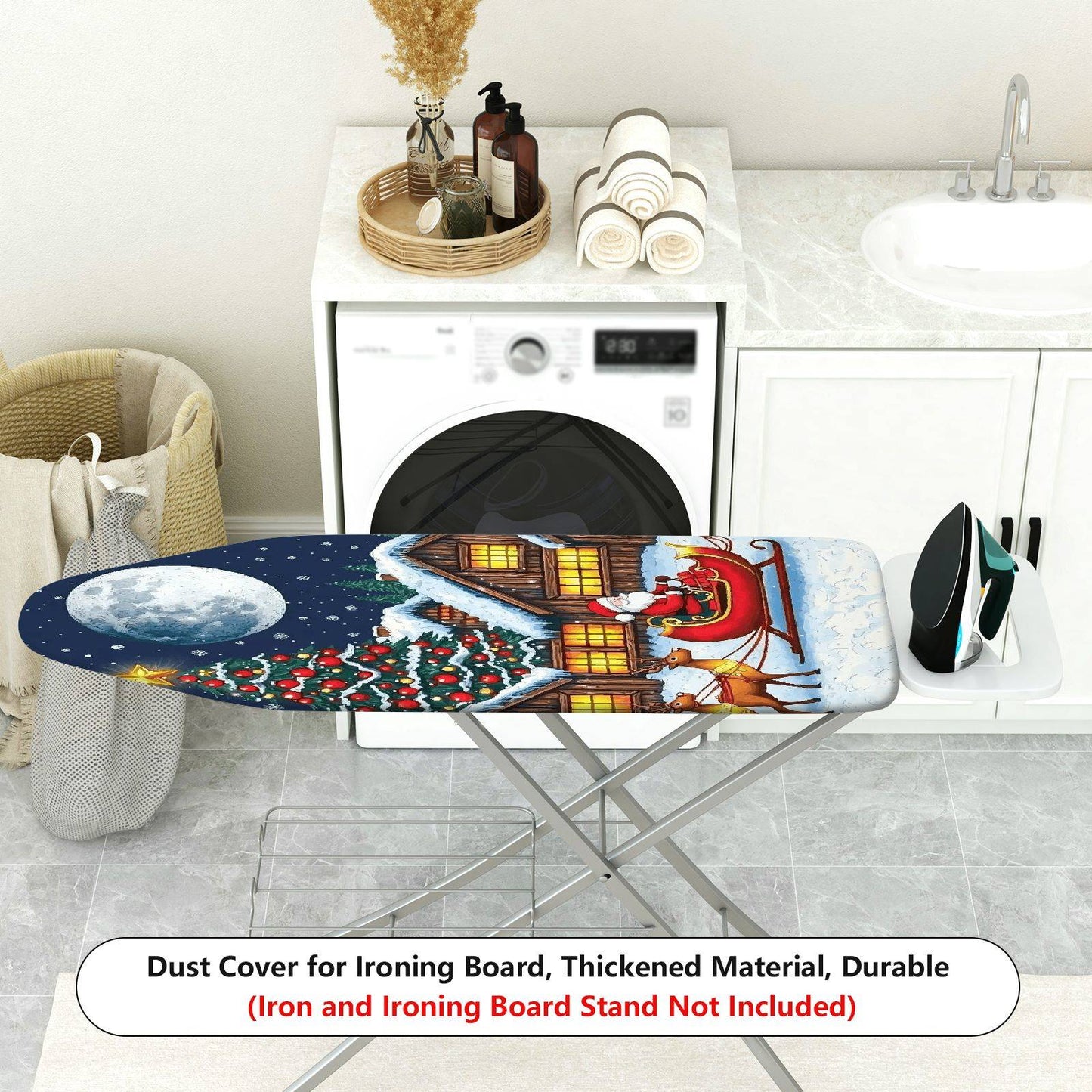 1-Piece Christmas Tree Santa Moon Ironing Board Cover, Universal Size, Without Board
