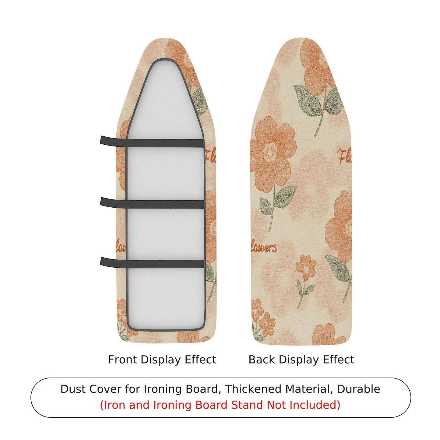 1-Piece Floral Pattern Beige Orange Ironing Board Cover, Universal Size, Without Board