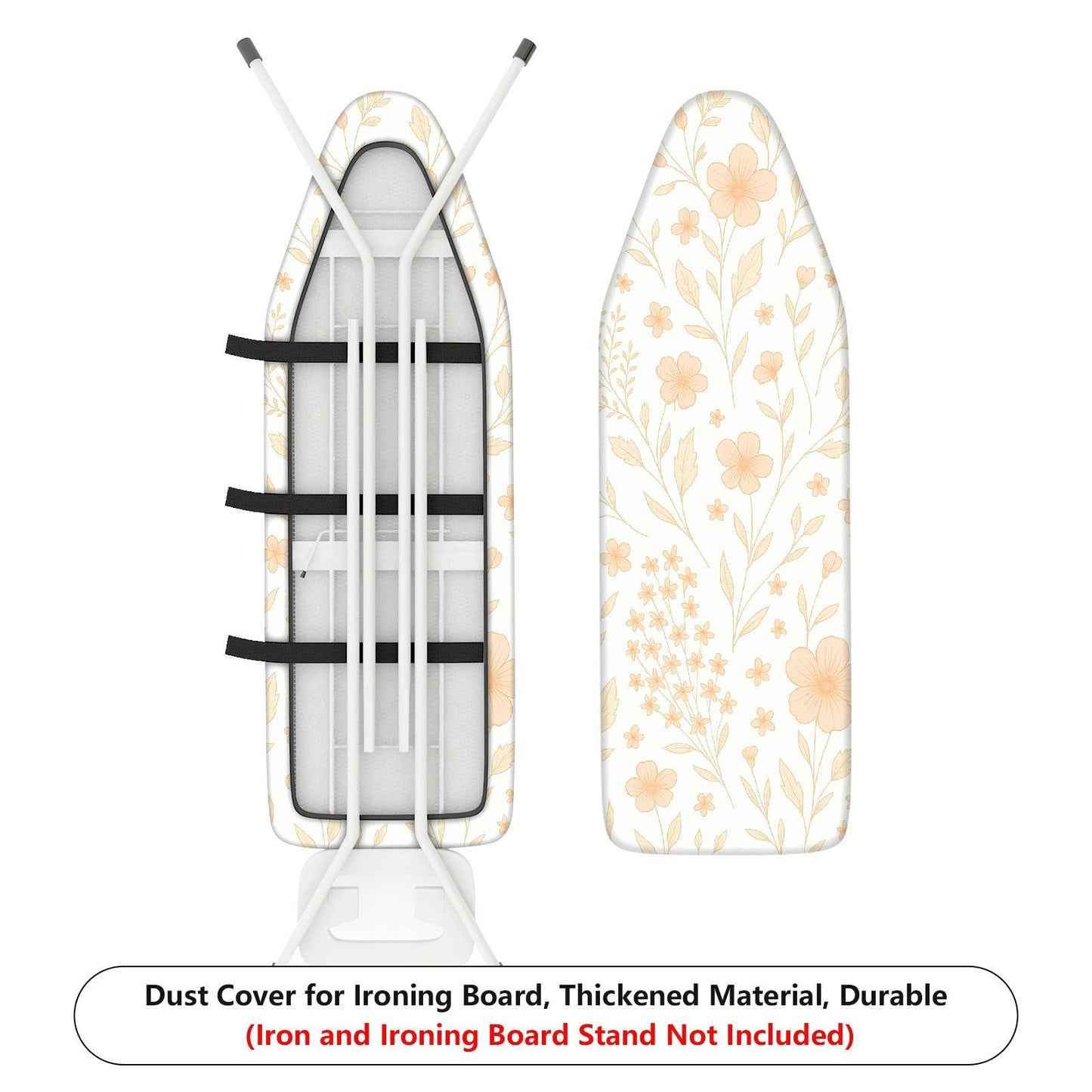 1-Piece Floral Pattern Beige Vintage Ironing Board Cover, Universal Size, Without Board