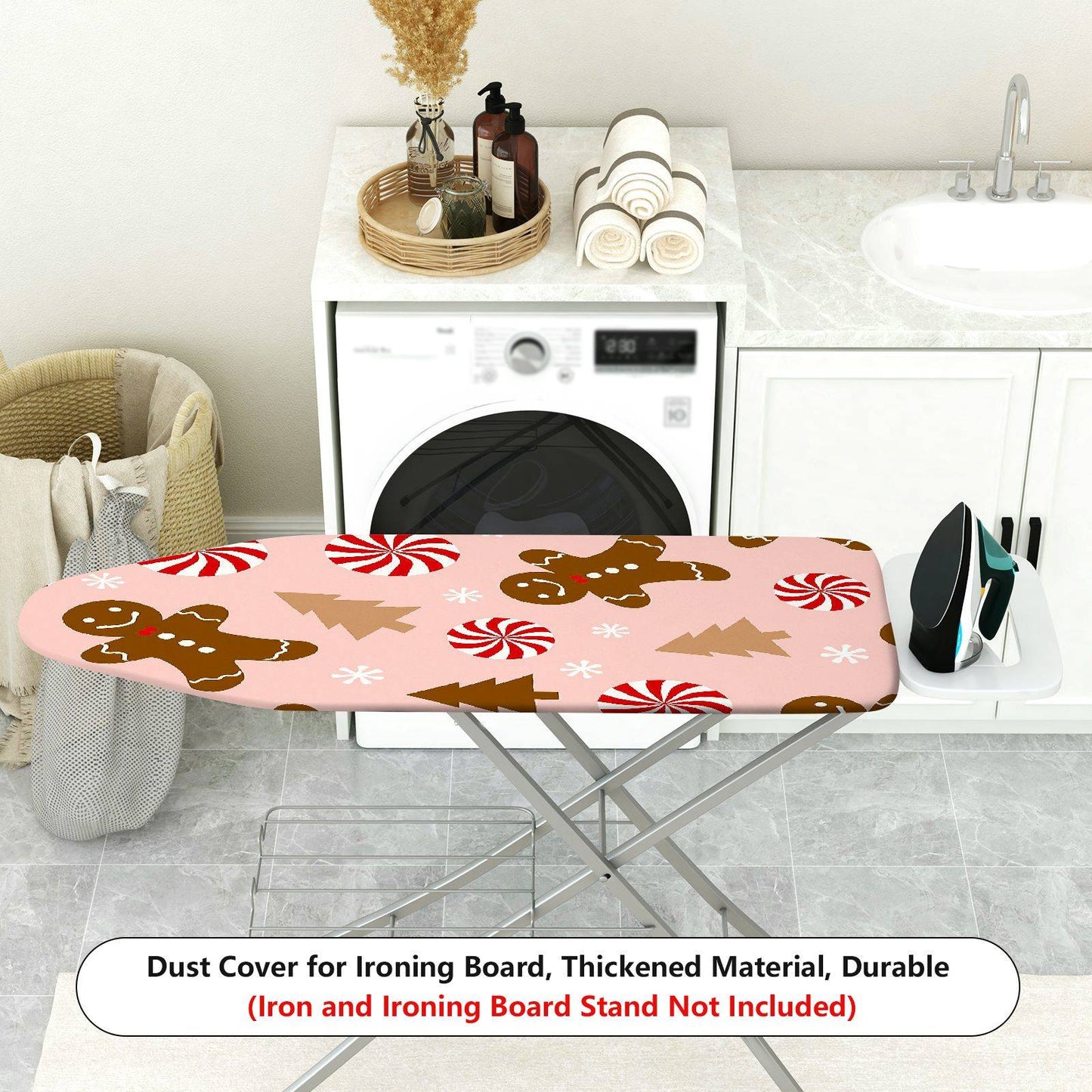 1-Piece Christmas Candy Gingerbread Tree Ironing Board Cover, Universal Size, Without Board
