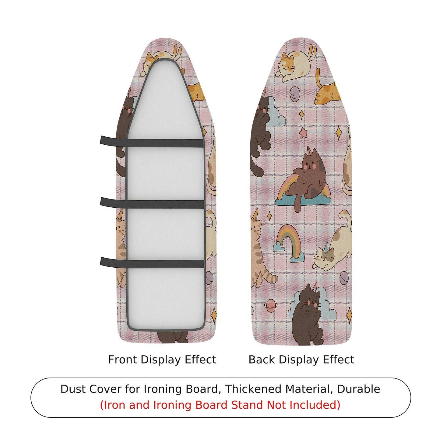 1-Piece Cat Rainbow Plaid Ironing Board Cover, Universal Size, Without Board