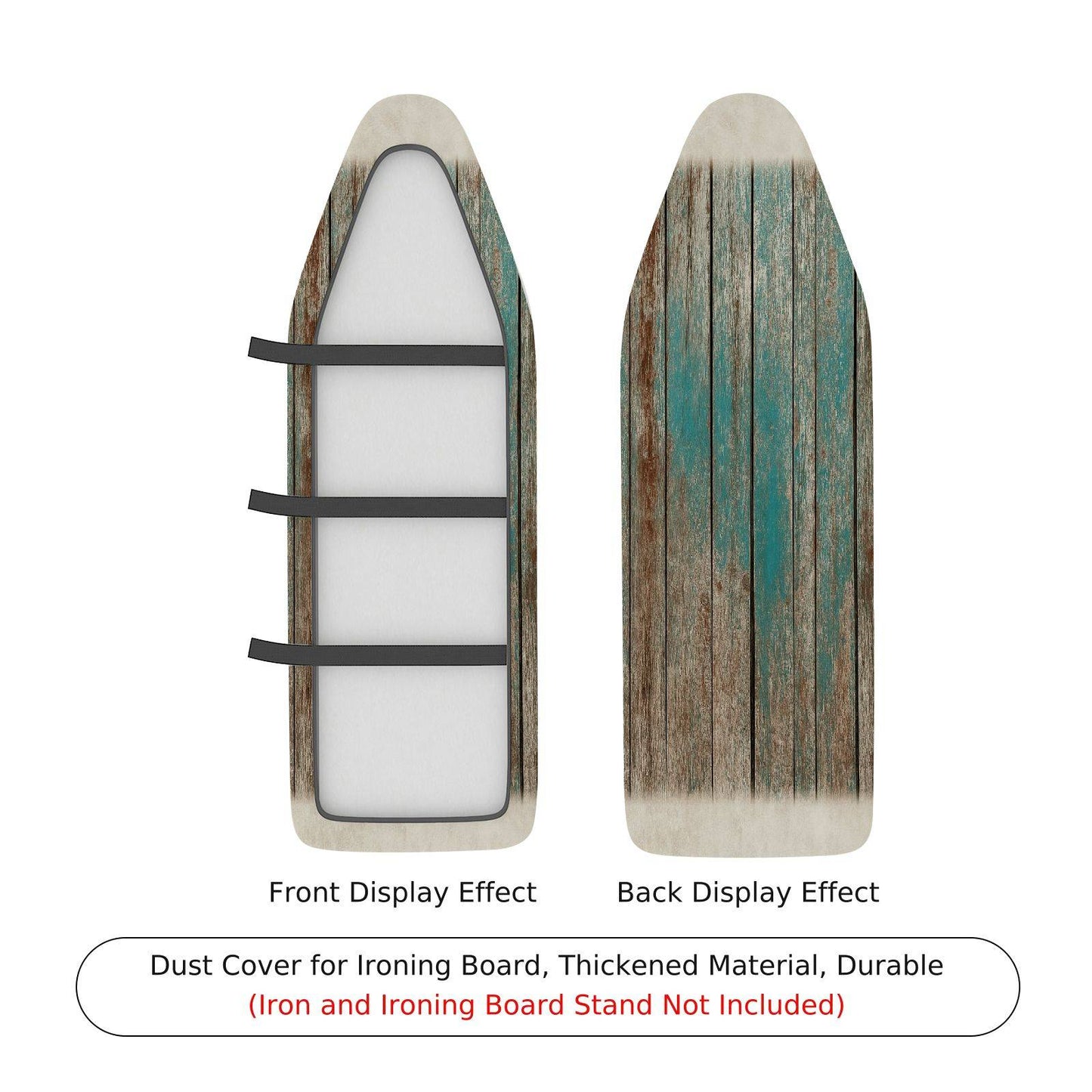 1-Piece Wood Grain Rustic Blue Brown Ironing Board Cover, Universal Size, Without Board