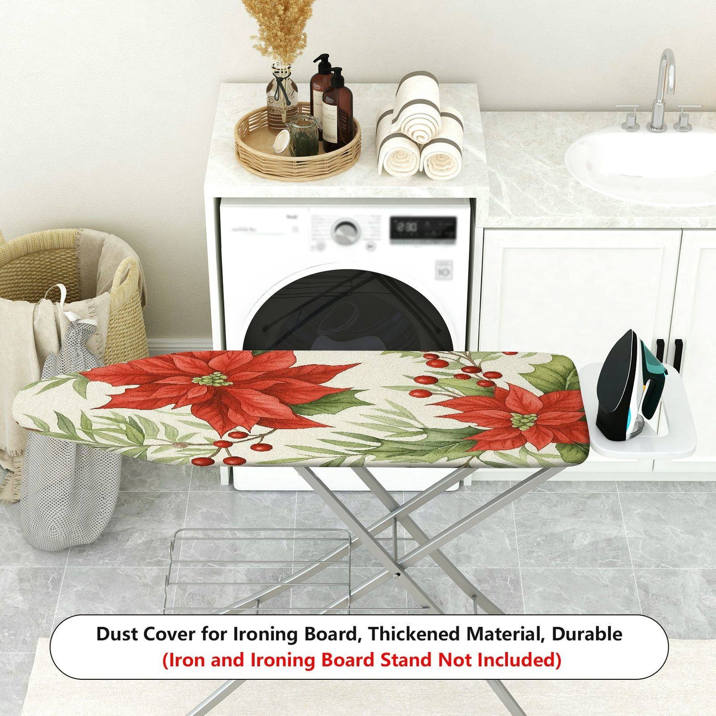 1-Piece Christmas Floral Festive Ironing Board Cover, Universal Size, Without Board