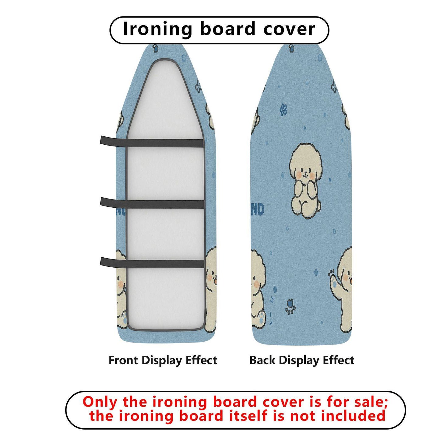 1-Piece Cute Blue Puppy Ironing Board Cover, Universal Size, Without Board