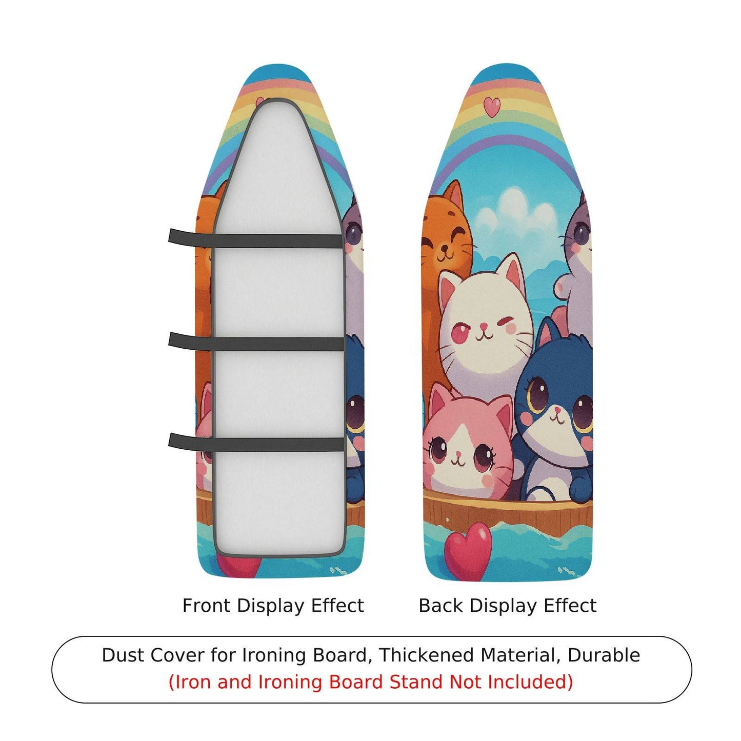 1-Piece Cute Cat Rainbow Ironing Board Cover, Universal Size, Without Board