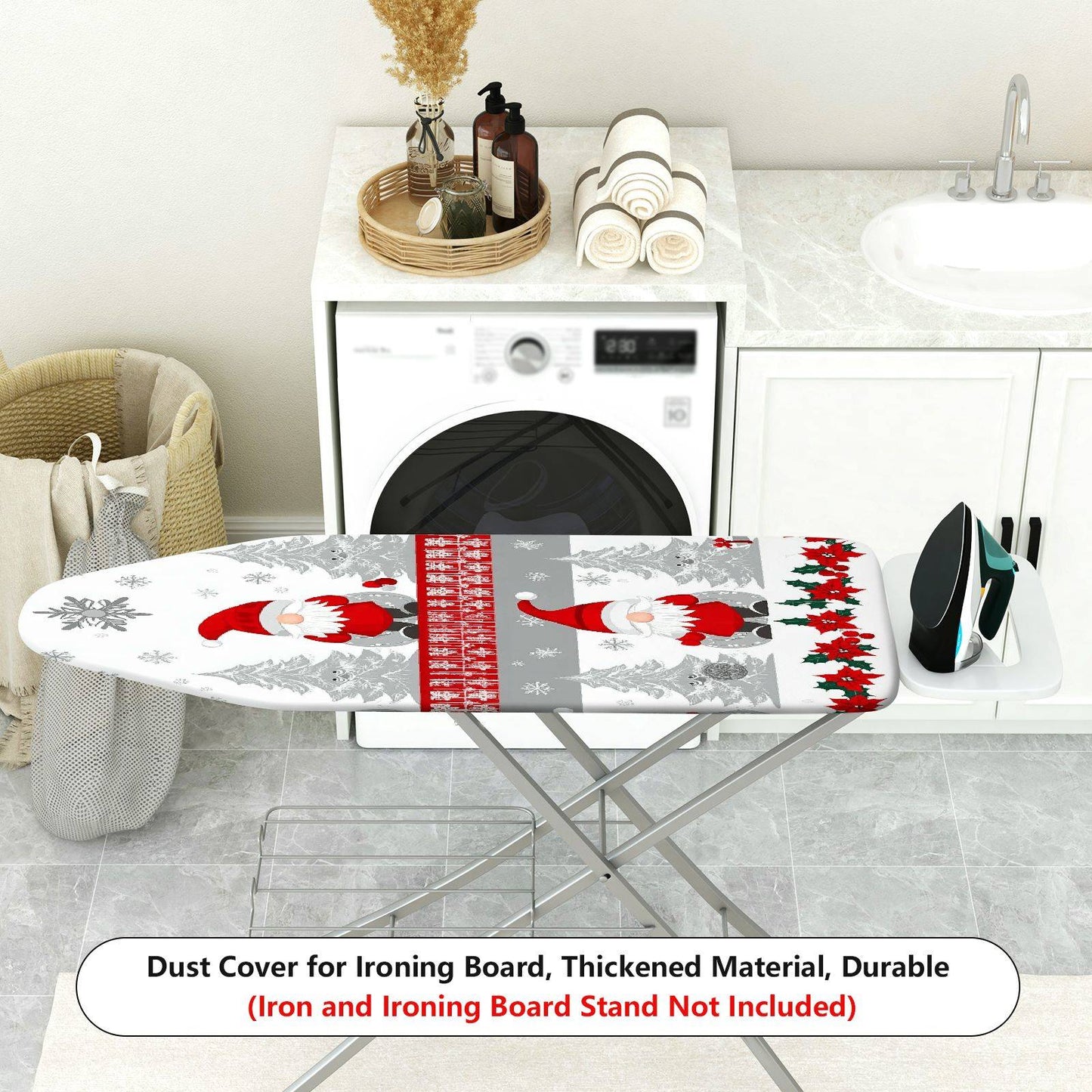 1-Piece Santa Claus Snowflake Christmas Tree Ironing Board Cover, Universal Size, Without Board