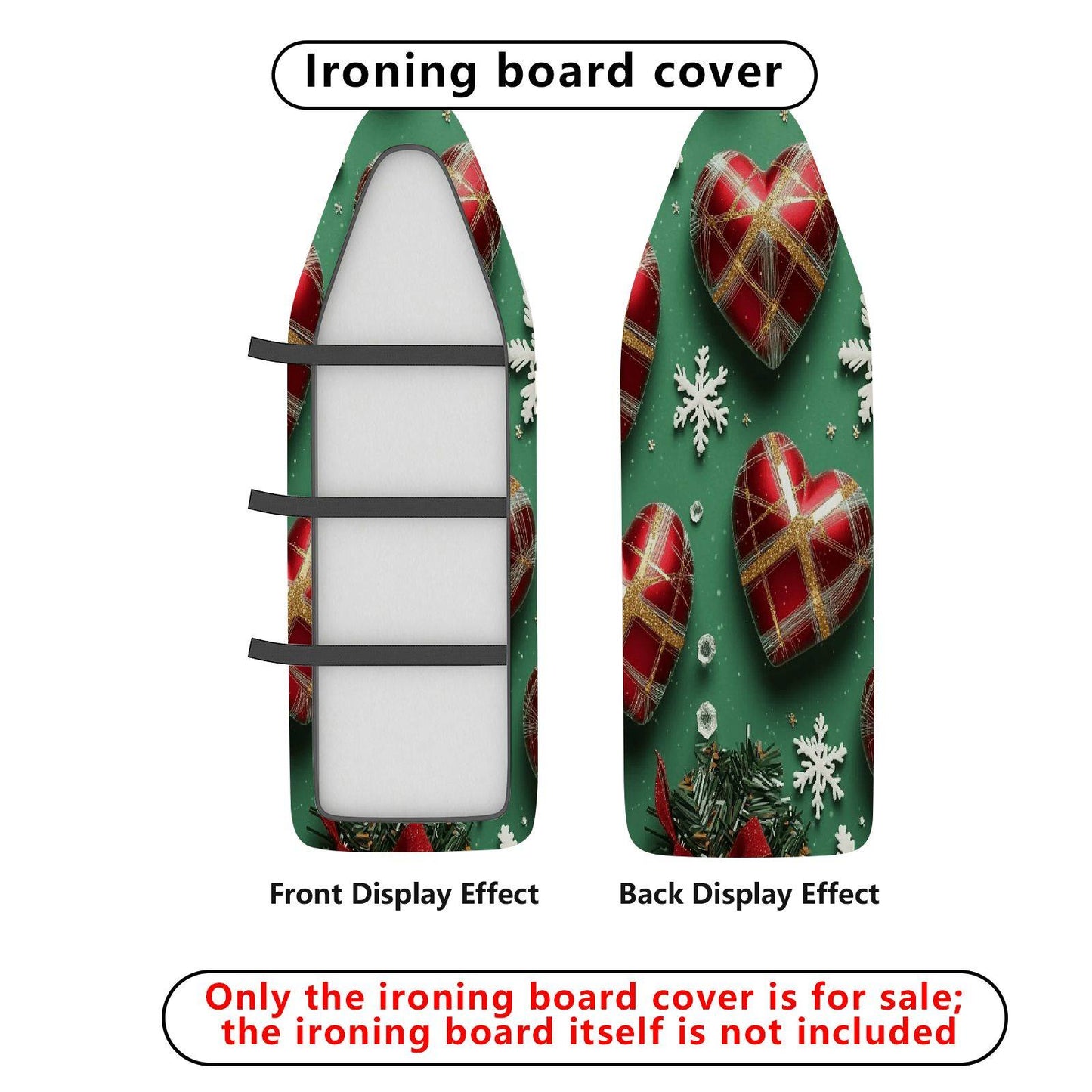1-Piece Heart Snowflake Christmas Ironing Board Cover, Universal Size, Without Board