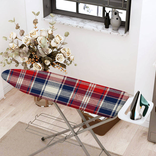 1-Piece Plaid Red Blue Ironing Board Cover, Universal Size, Without Board