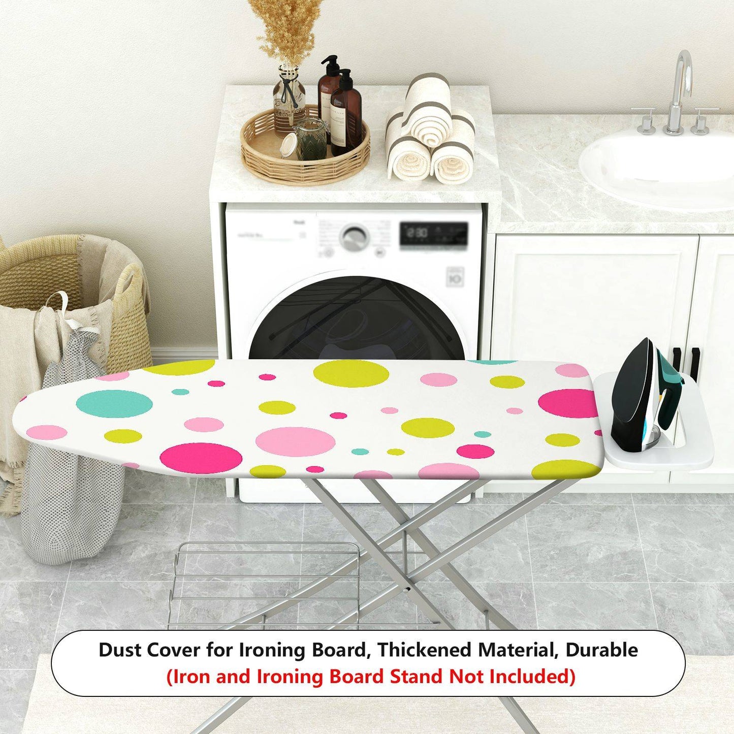 1-Piece Polka Dot Colorful Fun Pastel Ironing Board Cover, Universal Size, Without Board