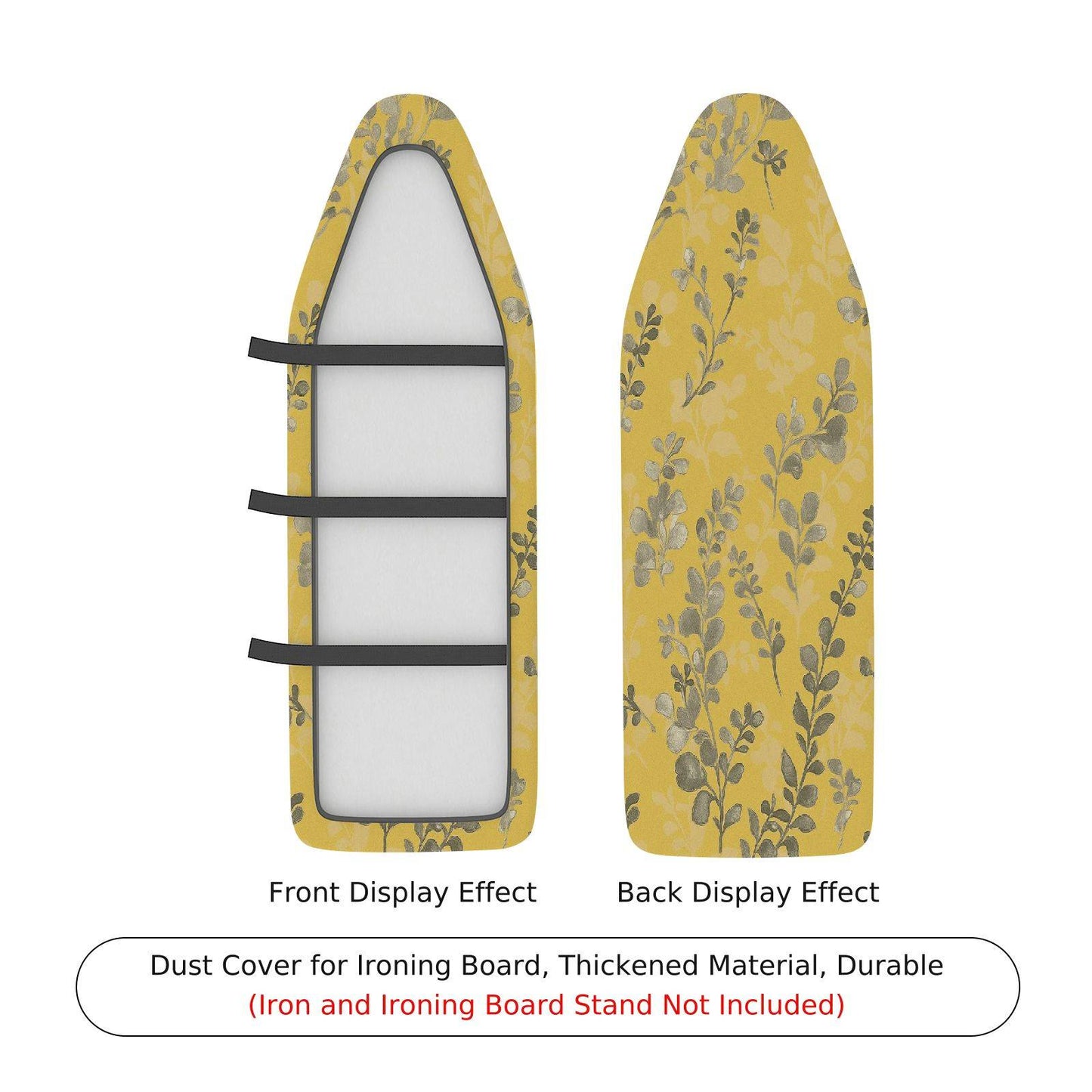 1-Piece Yellow Leaf Floral Ironing Board Cover, Universal Size, Without Board