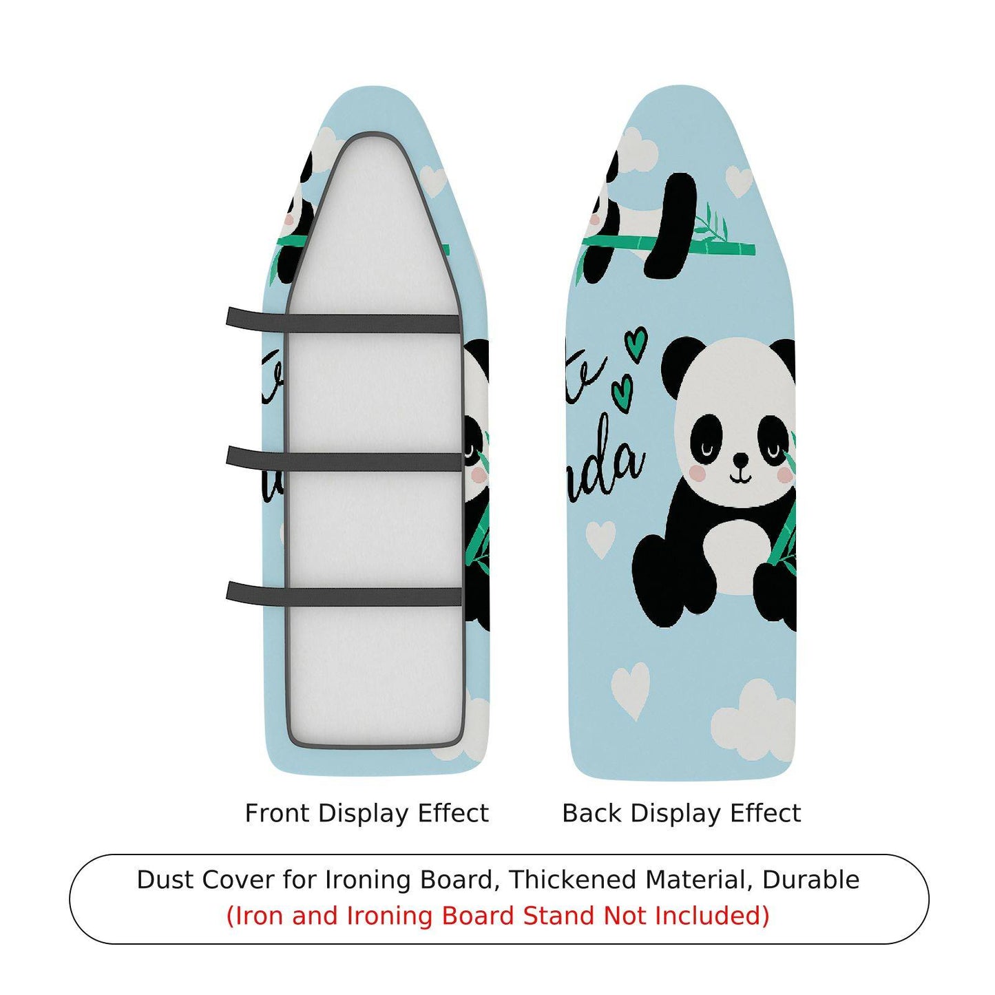 1-Piece Cute Panda Blue Ironing Board Cover, Universal Size, Without Board