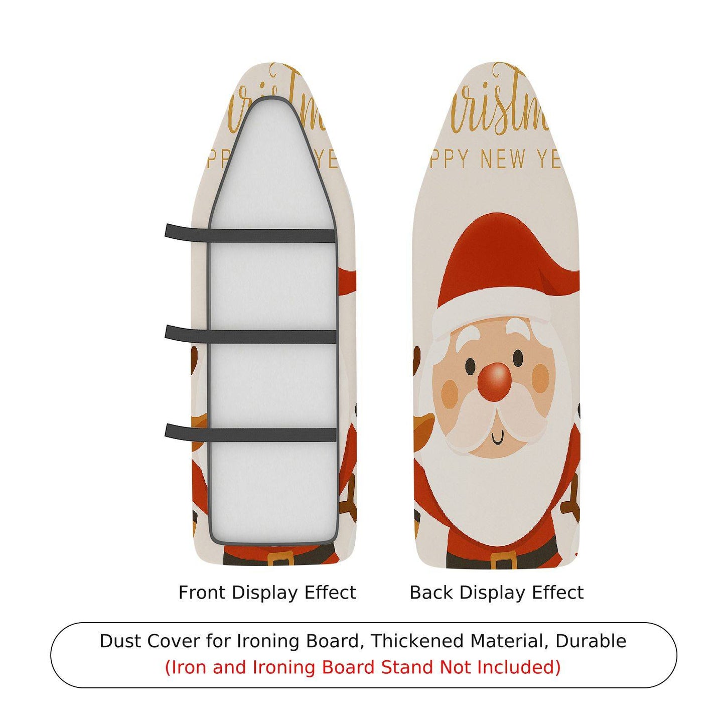 1-Piece Christmas Santa HappyNewYear Ironing Board Cover, Universal Size, Without Board