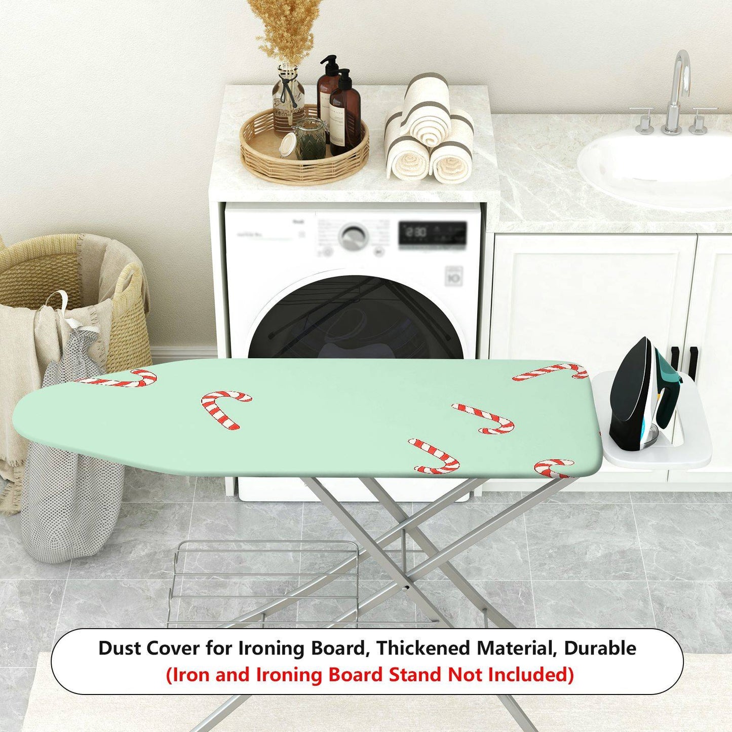 1-Piece Christmas Candy Cane Pattern Festive Holiday Ironing Board Cover, Universal Size, Without Board