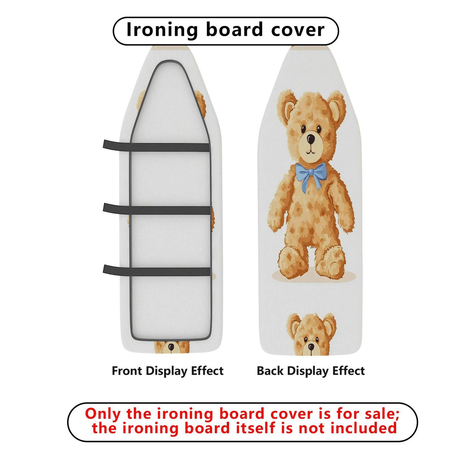 1-Piece Teddy Bear Bow Cute Ironing Board Cover, Universal Size, Without Board