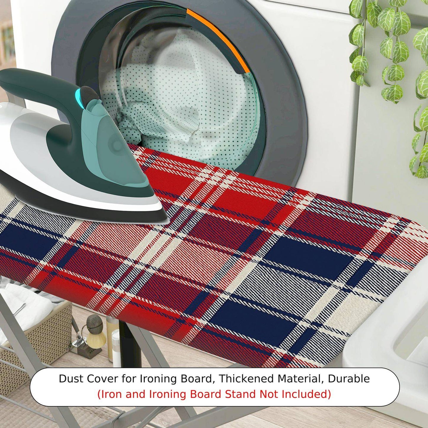 1-Piece Plaid Red Blue  Ironing Board Cover, Universal Size, Without Board