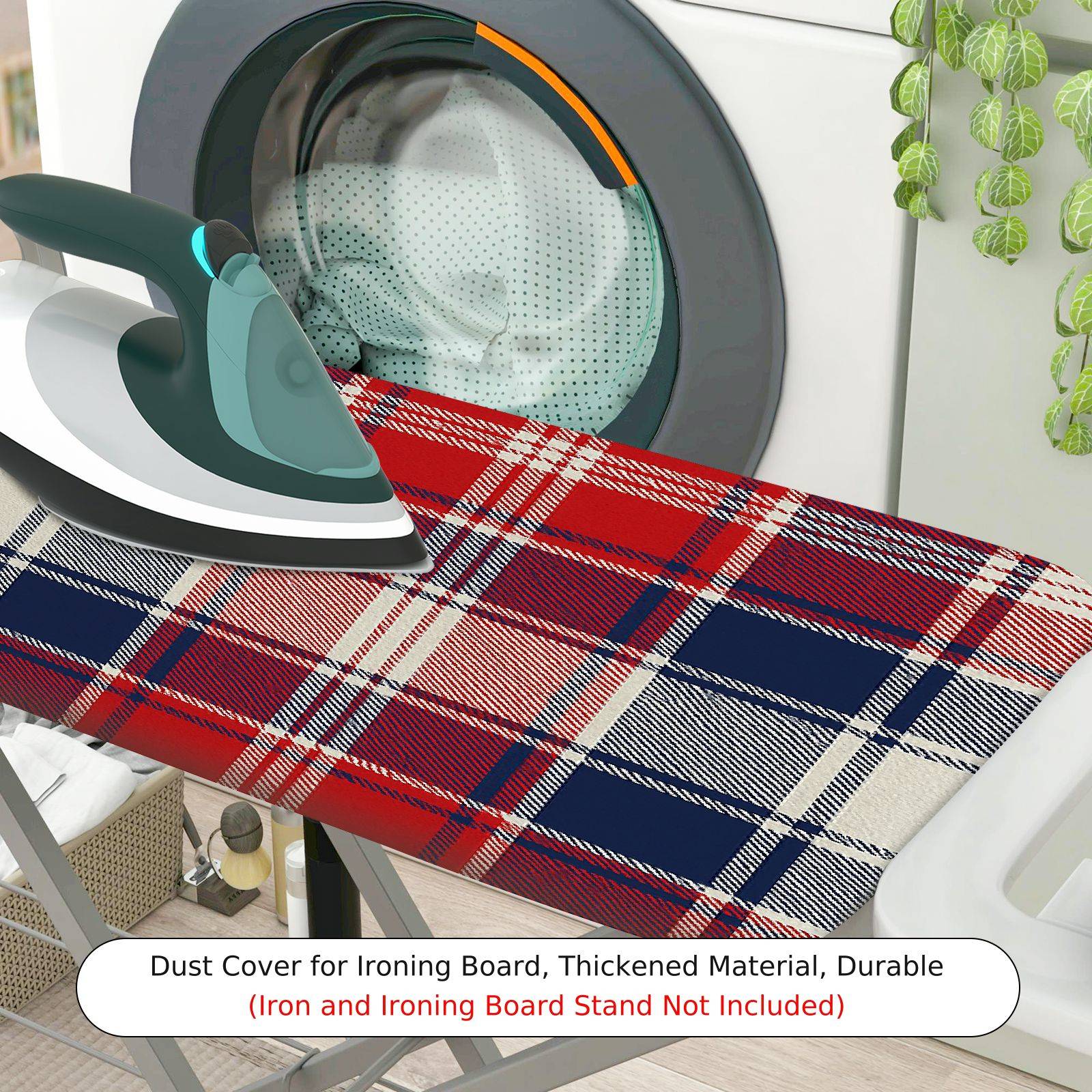 1-Piece Plaid Red Blue  Ironing Board Cover, Universal Size, Without Board