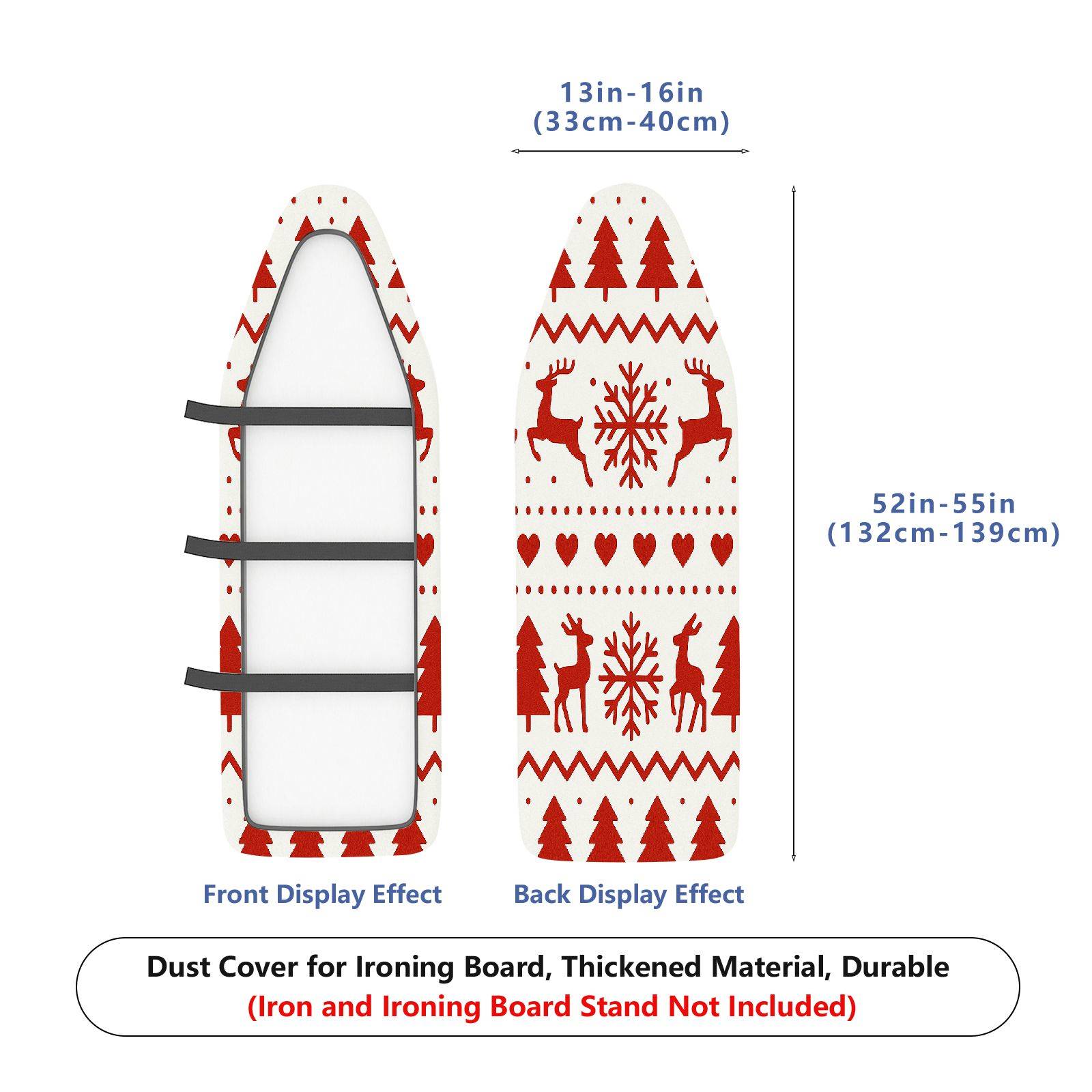 1-Piece Christmas Reindeer Snowflake  Ironing Board Cover, Universal Size, Without Board