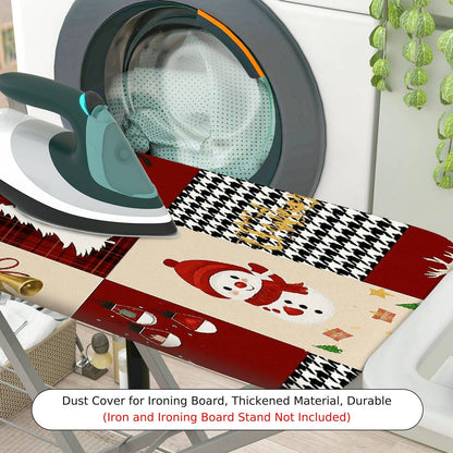 1-Piece Christmas Snowman Reindeer Plaid  Ironing Board Cover, Universal Size, Without Board