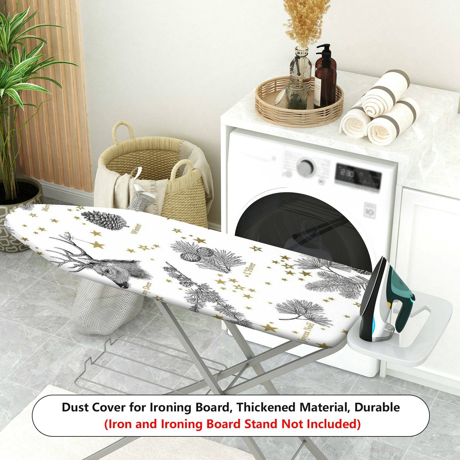 1-Piece Deer Christmas Stars  Ironing Board Cover, Universal Size, Without Board
