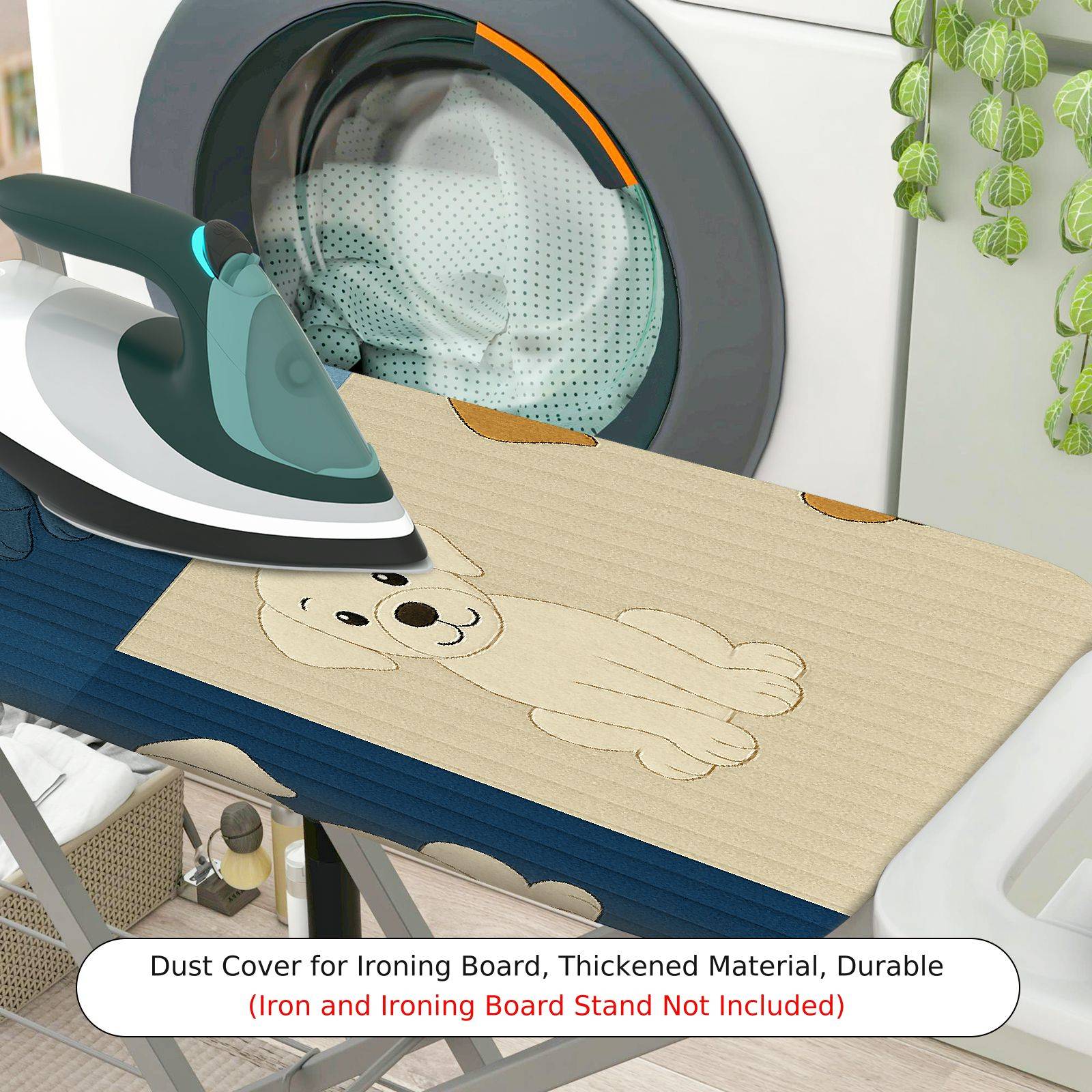 1-Piece Dogs Blue Beige Horizontal  Ironing Board Cover, Universal Size, Without Board