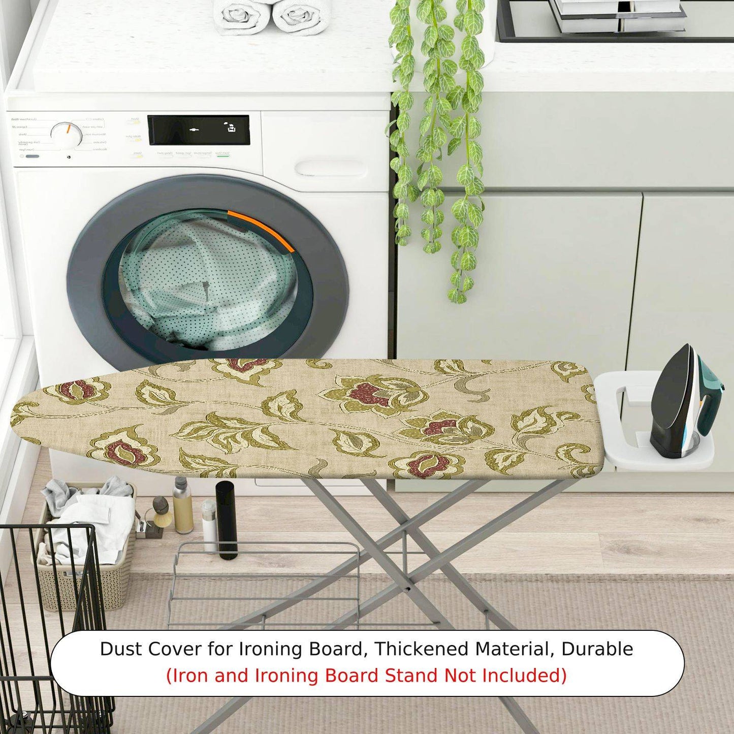 1-Piece Floral Beige Green  Ironing Board Cover, Universal Size, Without Board