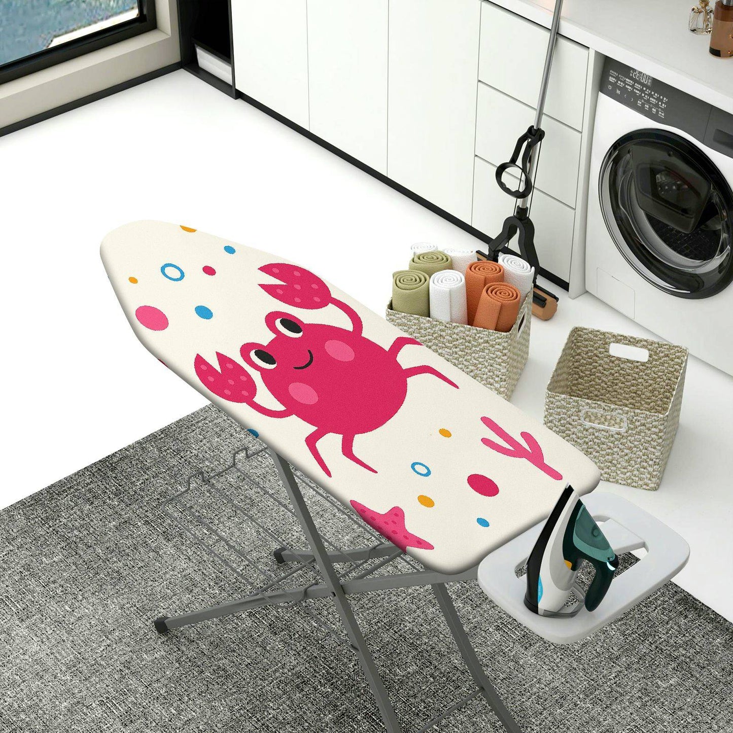 1-Piece Crab Fun Colorful  Ironing Board Cover, Universal Size, Without Board