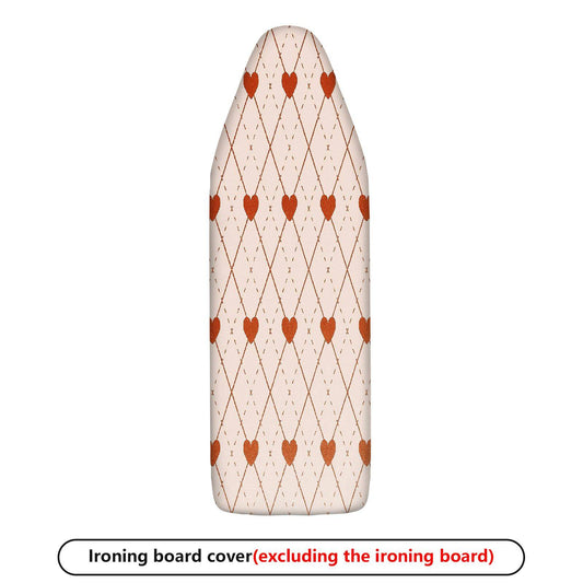 1-Piece Heart Printed Diamond Pattern Beige  Ironing Board Cover, Universal Size, Without Board