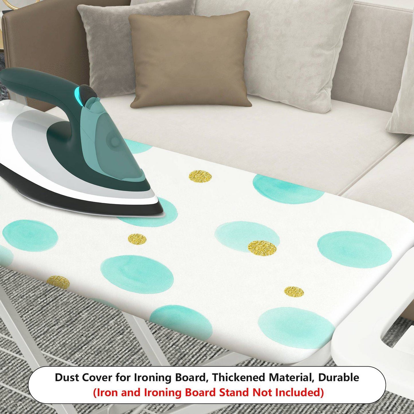 1-Piece Polka Dot Green Gold Pattern Cute  Ironing Board Cover, Universal Size, Without Board