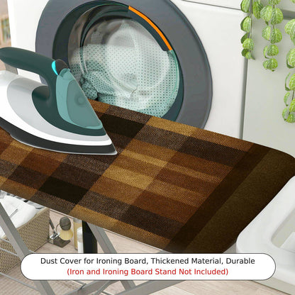 1-Piece Plaid Checkered Brown  Ironing Board Cover, Universal Size, Without Board