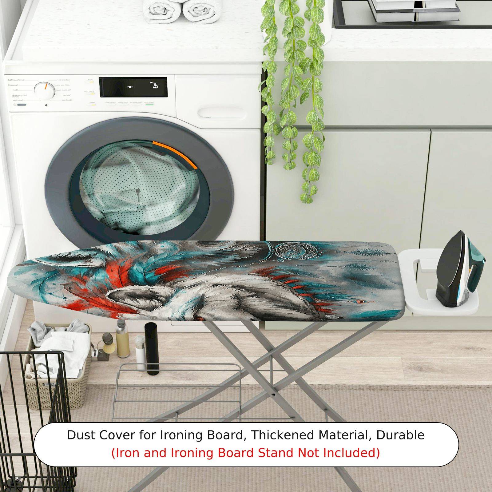 1-Piece Wolf Feather Colorful  Ironing Board Cover, Universal Size, Without Board