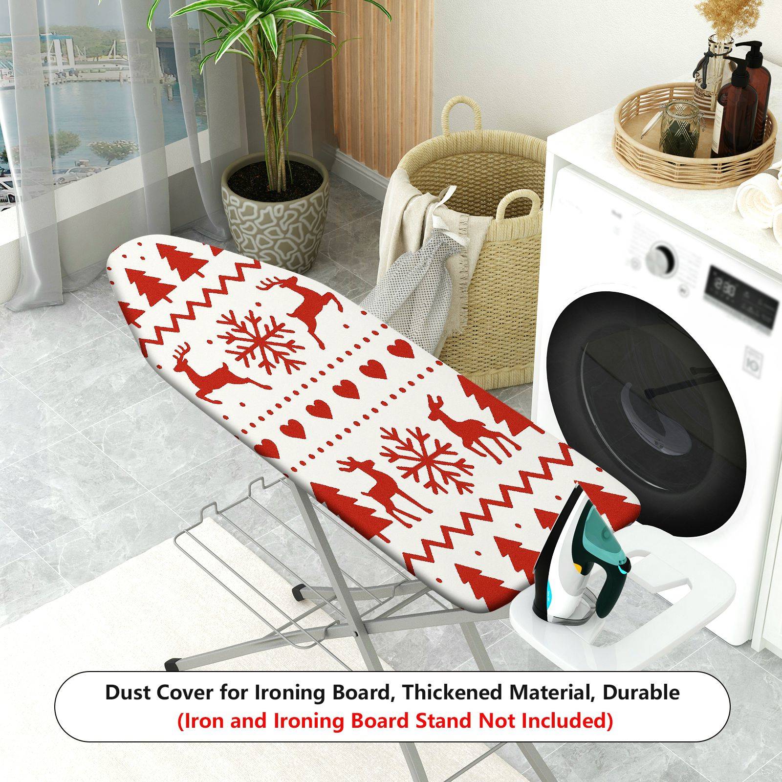 1-Piece Christmas Reindeer Snowflake  Ironing Board Cover, Universal Size, Without Board