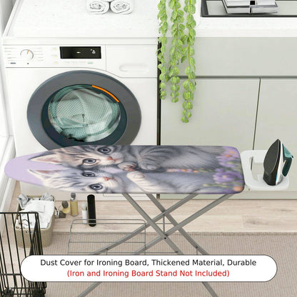1-Piece Cute Kitten Lavender Floral  Ironing Board Cover, Universal Size, Without Board