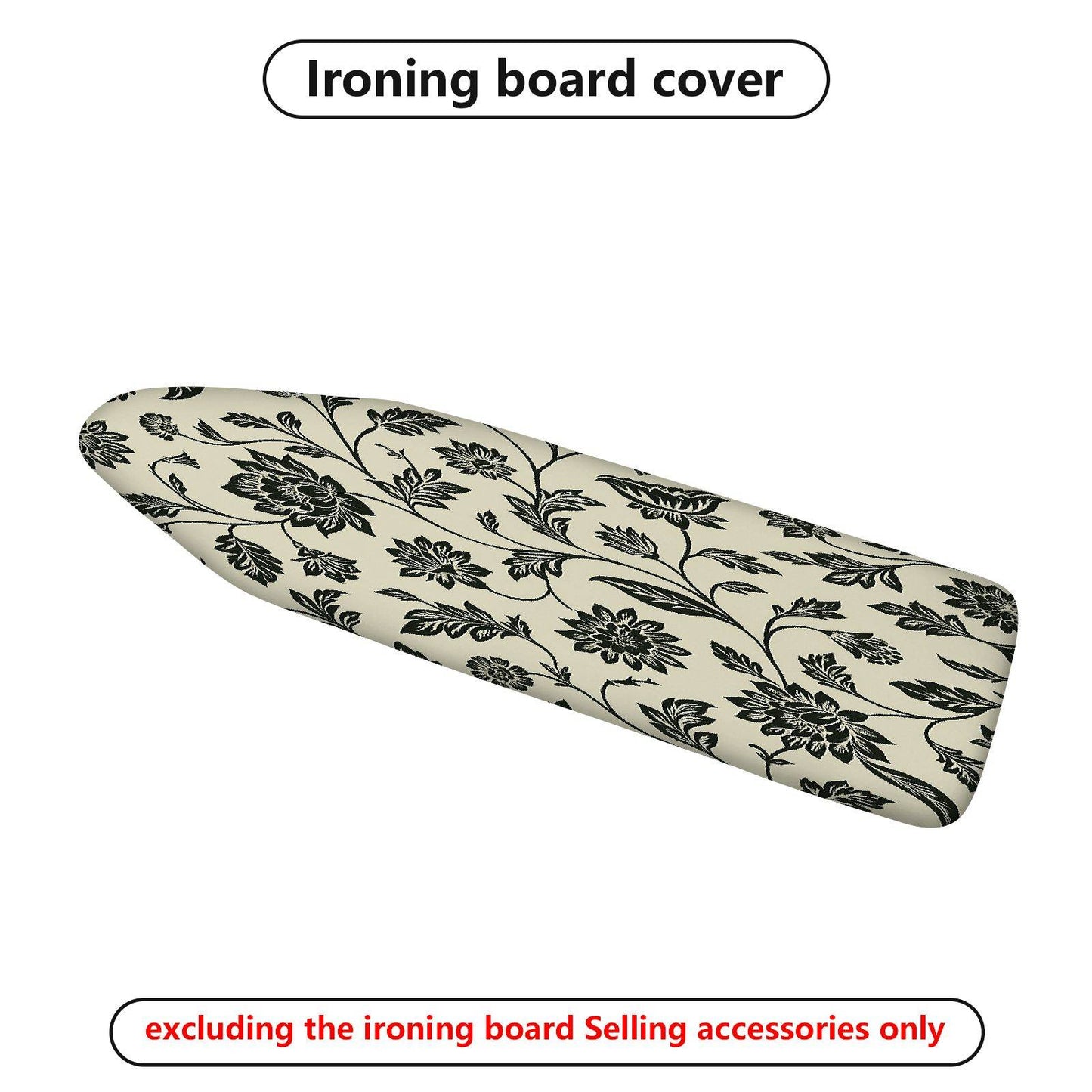 1-Piece Floral Pattern Black Beige  Ironing Board Cover, Universal Size, Without Board