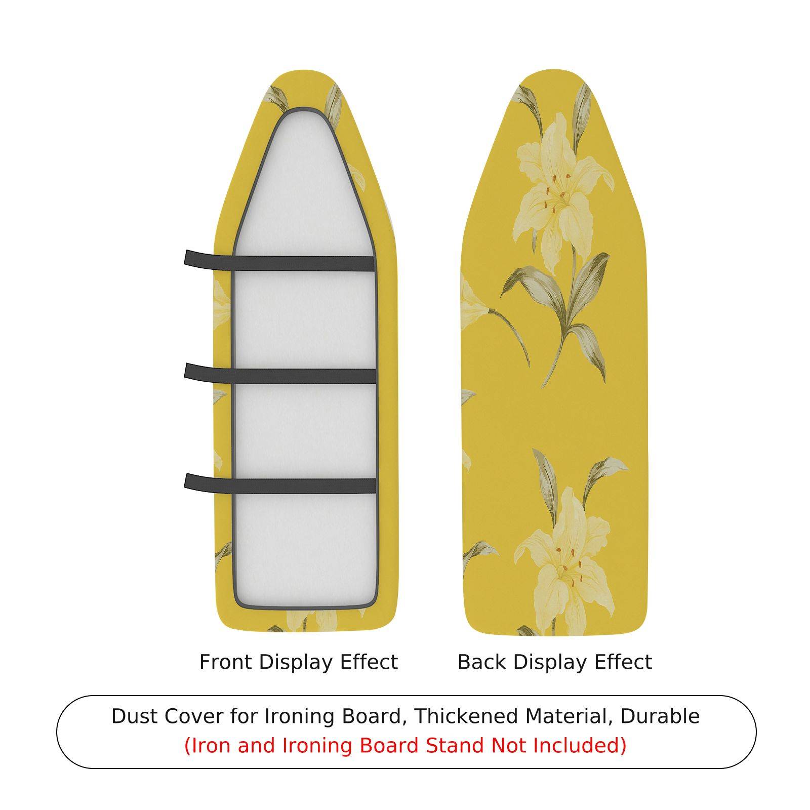 1-Piece Yellow Floral Modern  Ironing Board Cover, Universal Size, Without Board