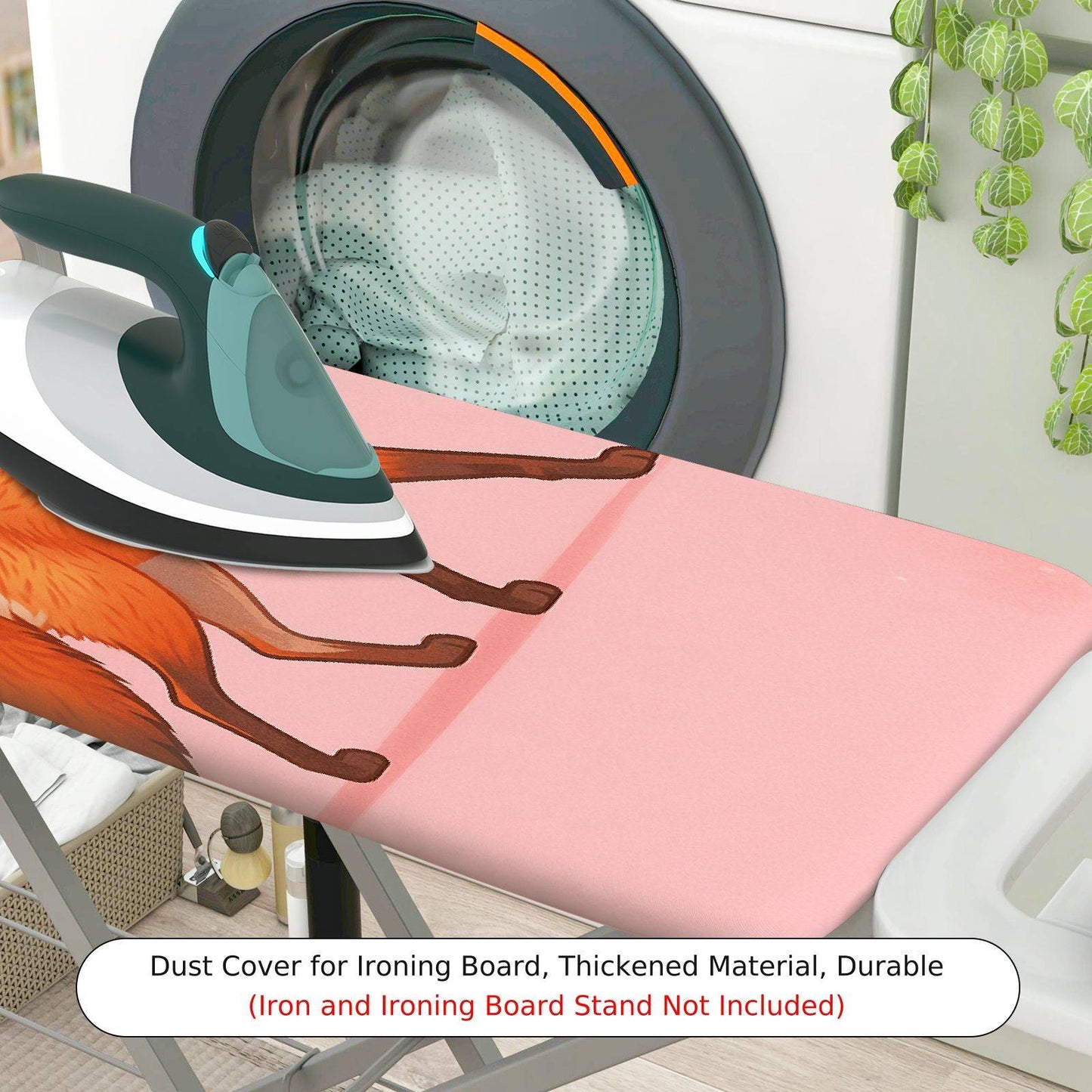 1-Piece Pink Fox Artistic Fun  Ironing Board Cover, Universal Size, Without Board