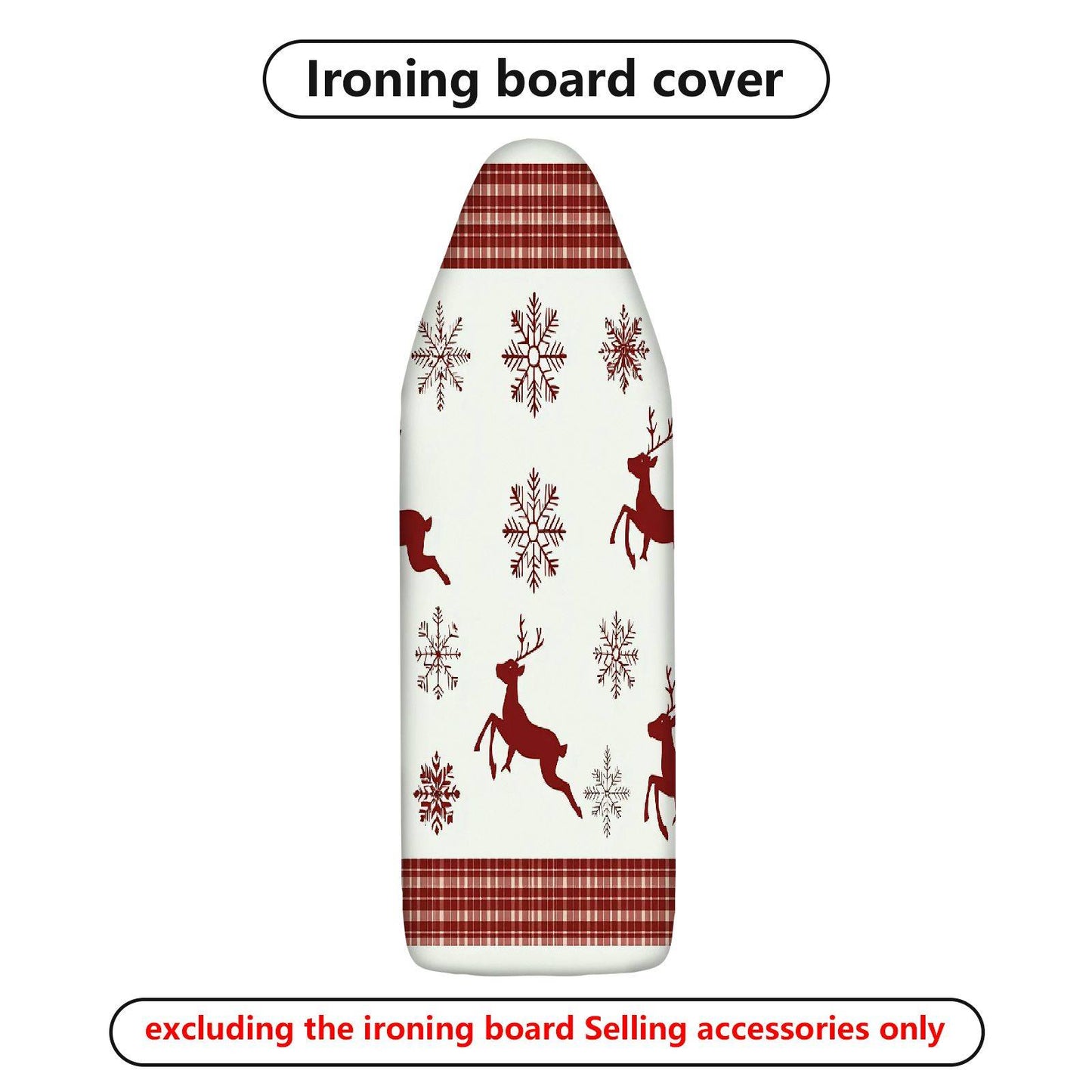 1-Piece Reindeer Snowflake Plaid  Ironing Board Cover, Universal Size, Without Board