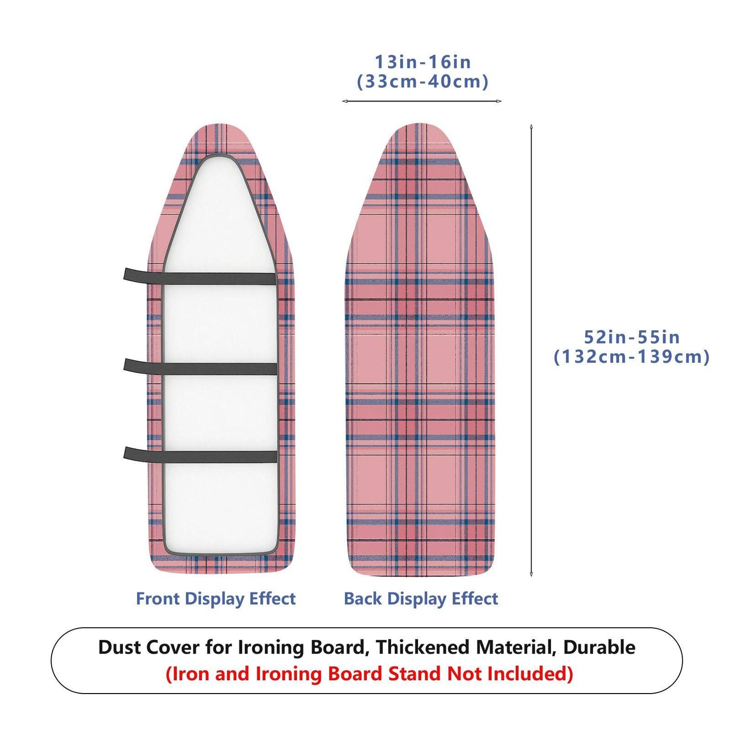 1-Piece Pink Plaid Checkered  Ironing Board Cover, Universal Size, Without Board