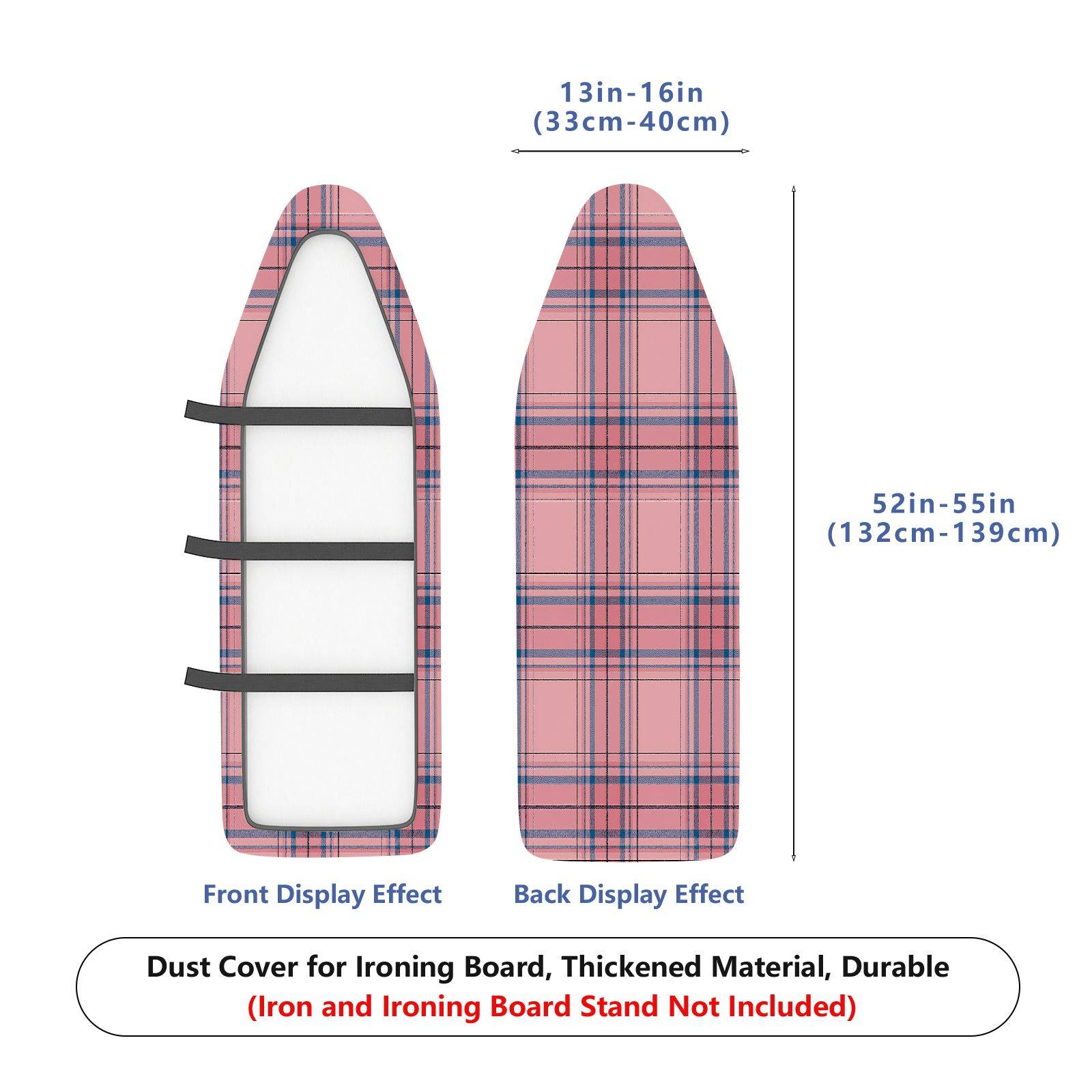 1-Piece Pink Plaid Checkered  Ironing Board Cover, Universal Size, Without Board