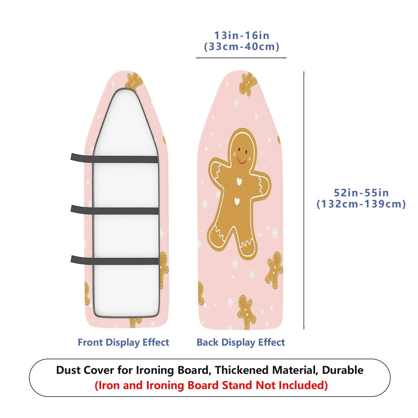 1-Piece Christmas Gingerbread Snowflake  Ironing Board Cover, Universal Size, Without Board