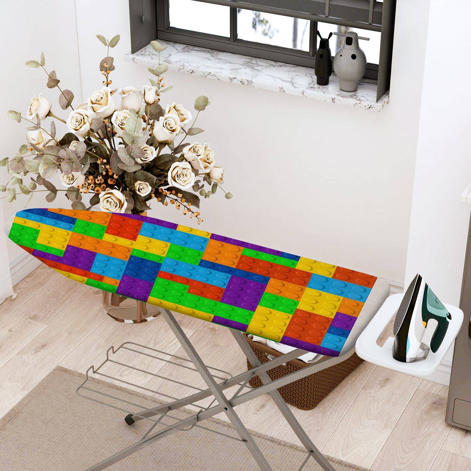 1-Piece Colorful Brick Pattern Fun Vibrant  Ironing Board Cover, Universal Size, Without Board