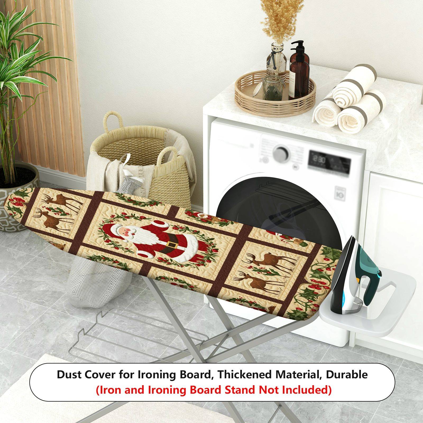 1-Piece Christmas Santa Reindeer  Ironing Board Cover, Universal Size, Without Board