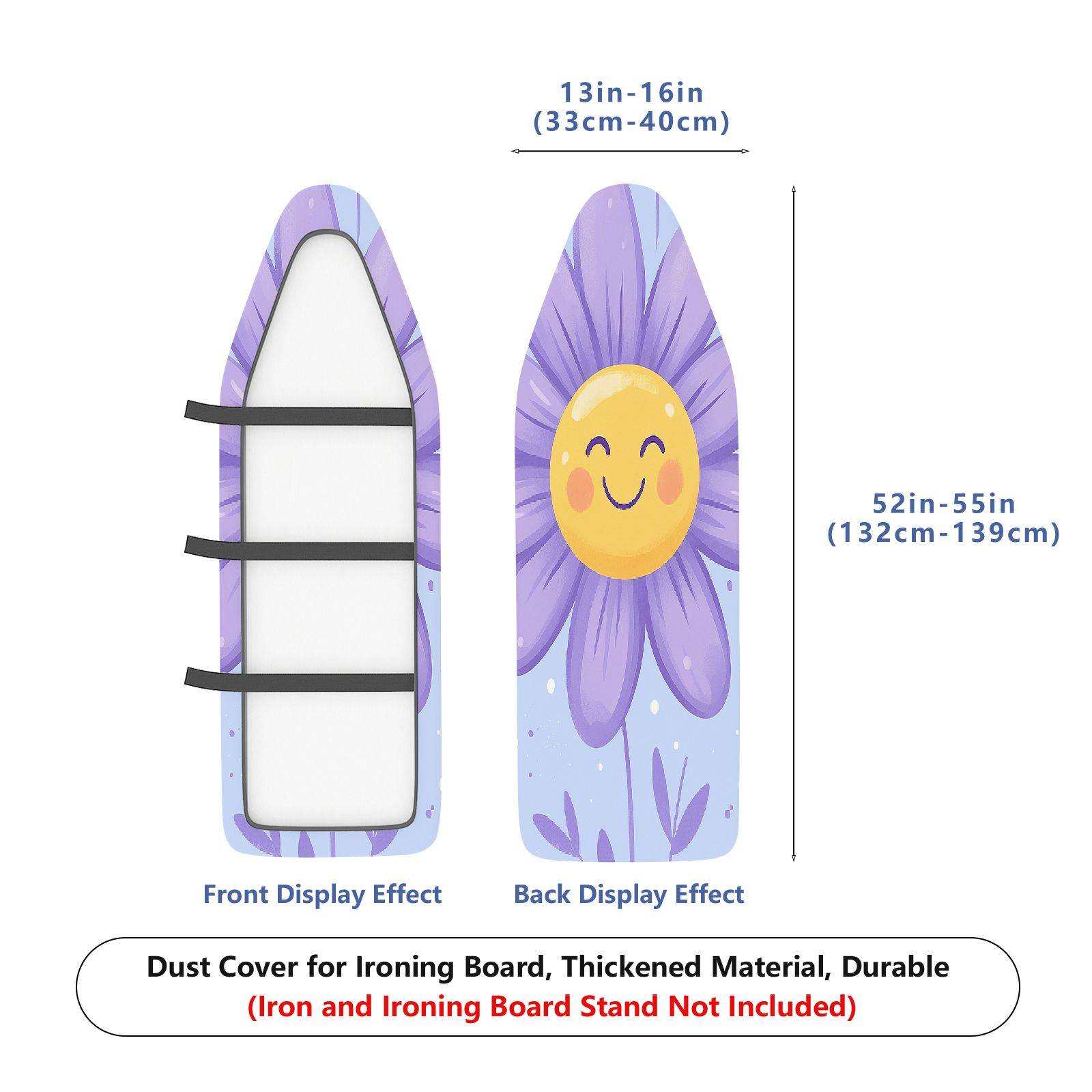 1-Piece Floral Smiley Sunflower Fun  Ironing Board Cover, Universal Size, Without Board