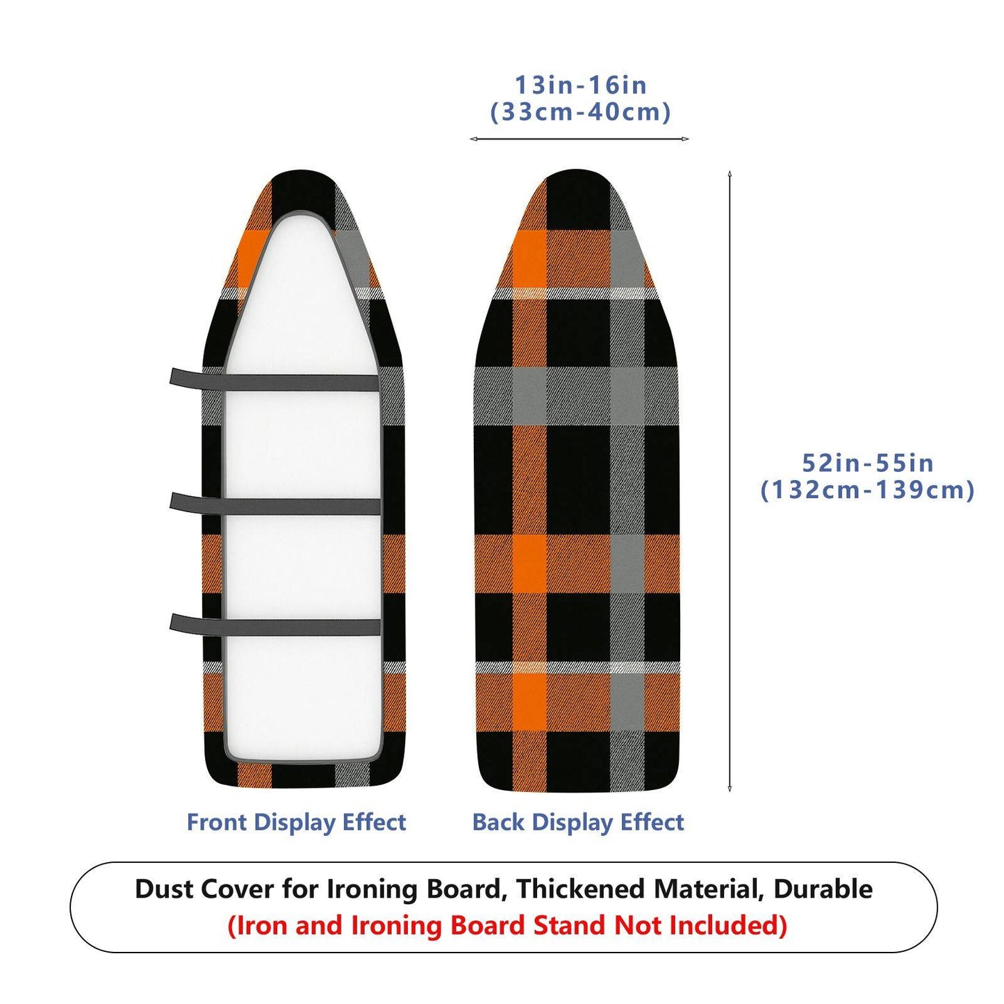 1-Piece Plaid Orange Black Grey  Ironing Board Cover, Universal Size, Without Board