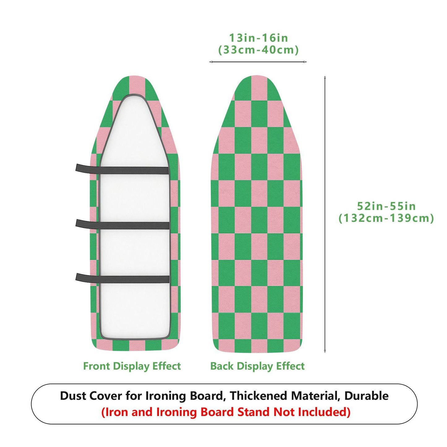 1-Piece Checkered Pink Green Plaid  Ironing Board Cover, Universal Size, Without Board