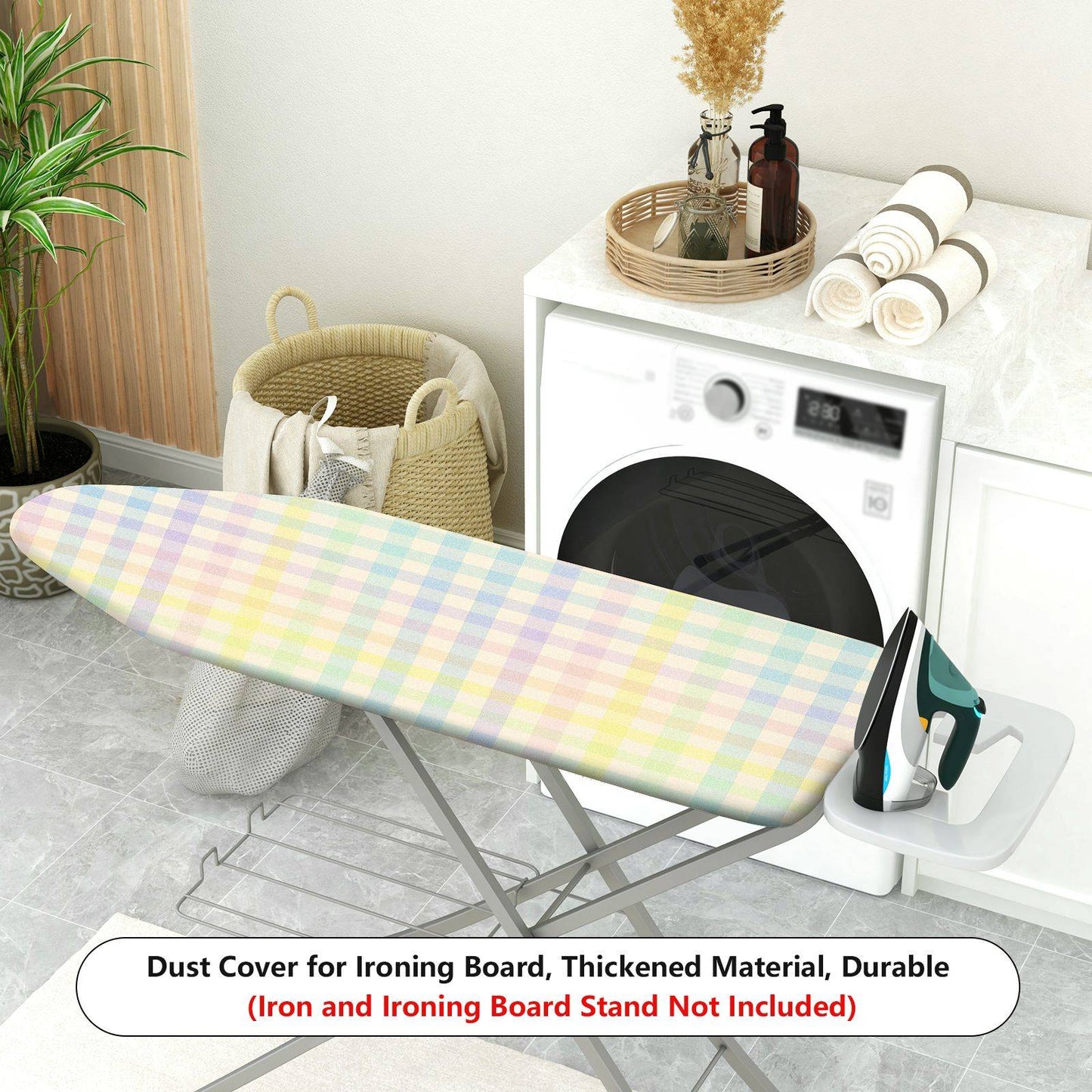 1-Piece Pastel Plaid Colorful Checkered Pattern  Ironing Board Cover, Universal Size, Without Board