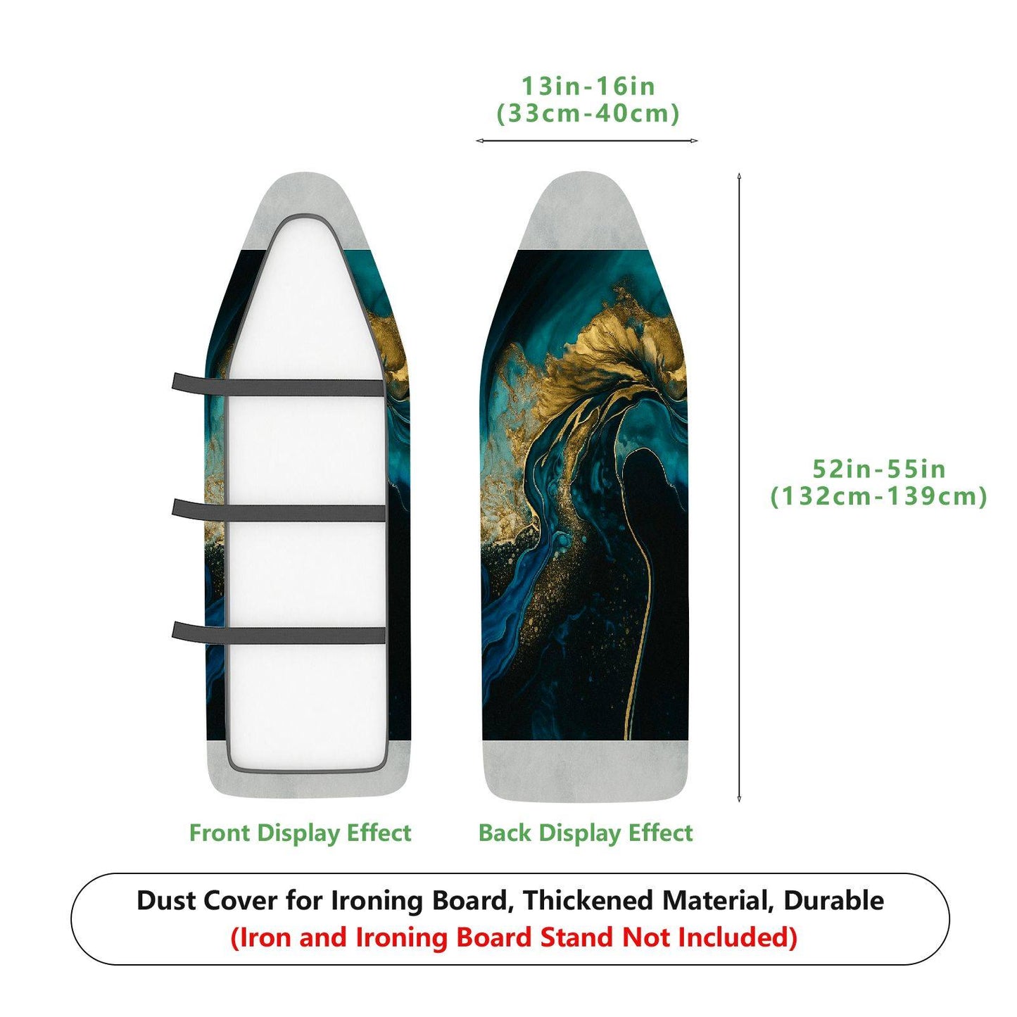 1-Piece Abstract Artistic Blue Gold  Ironing Board Cover, Universal Size, Without Board
