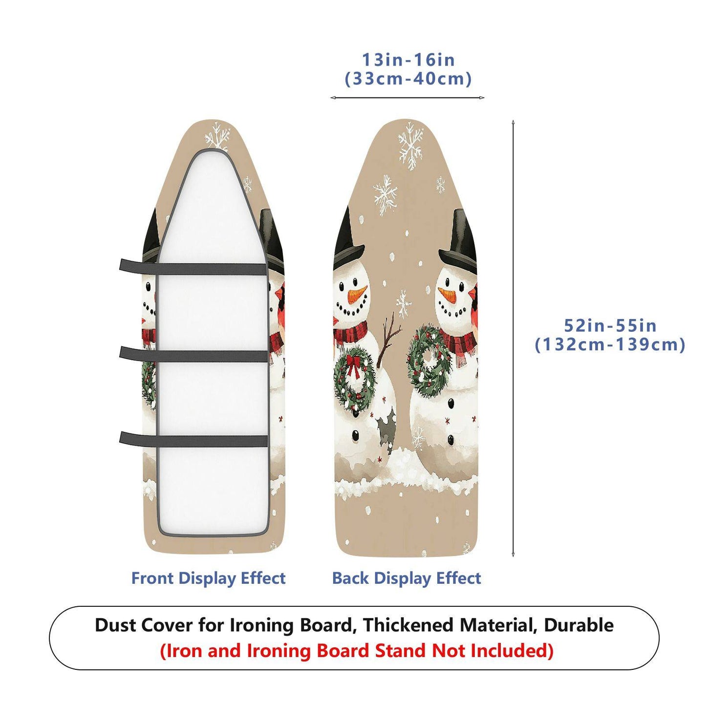 1-Piece Snowman Christmas Festive  Ironing Board Cover, Universal Size, Without Board