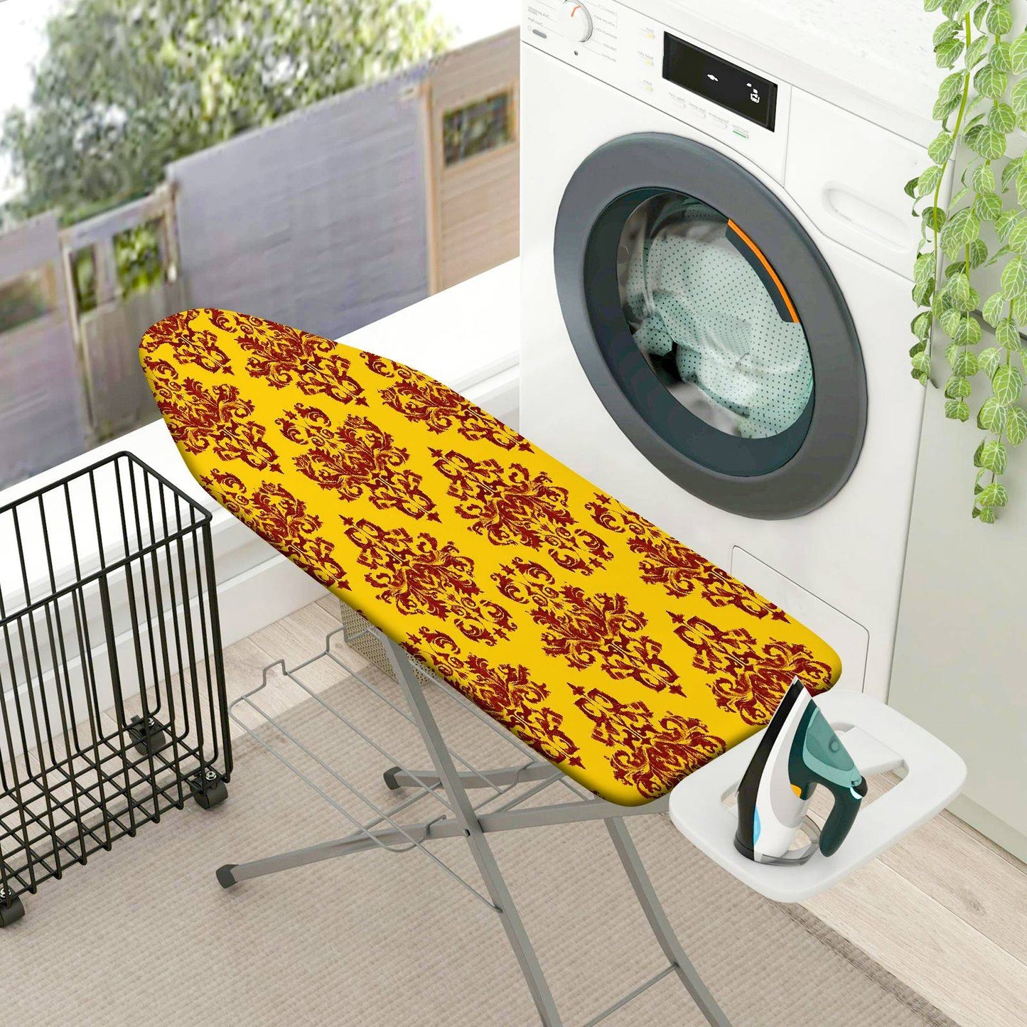 1-Piece Yellow Red Pattern Decorative Classic  Ironing Board Cover, Universal Size, Without Board