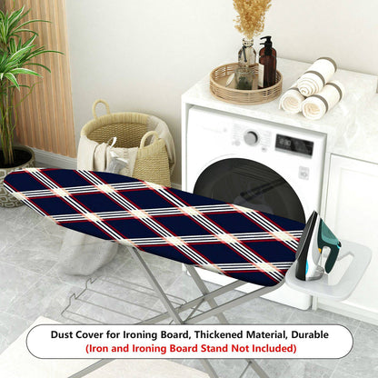1-Piece Plaid Navy Red White  Ironing Board Cover, Universal Size, Without Board