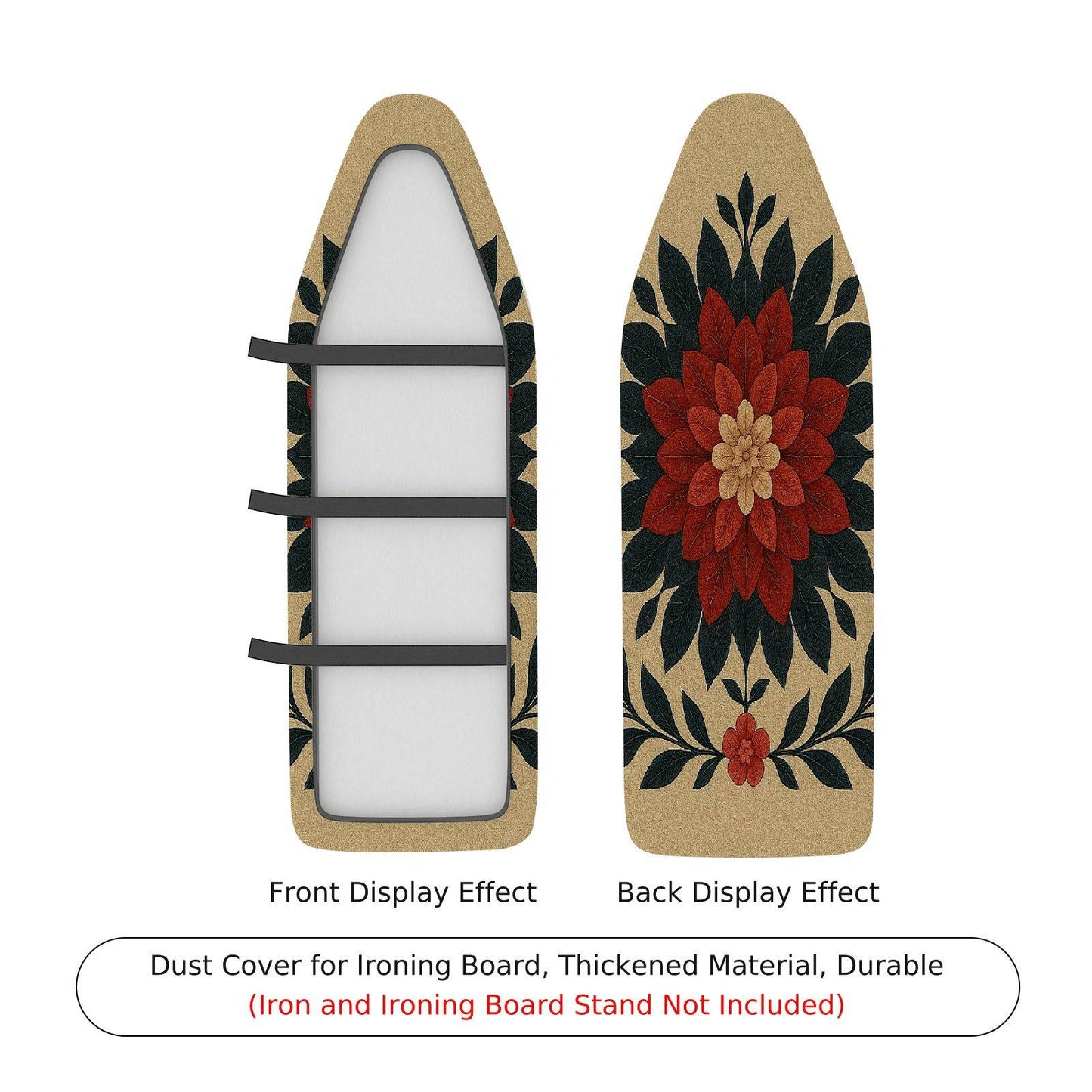 1-Piece Floral Red Green Beige  Ironing Board Cover, Universal Size, Without Board